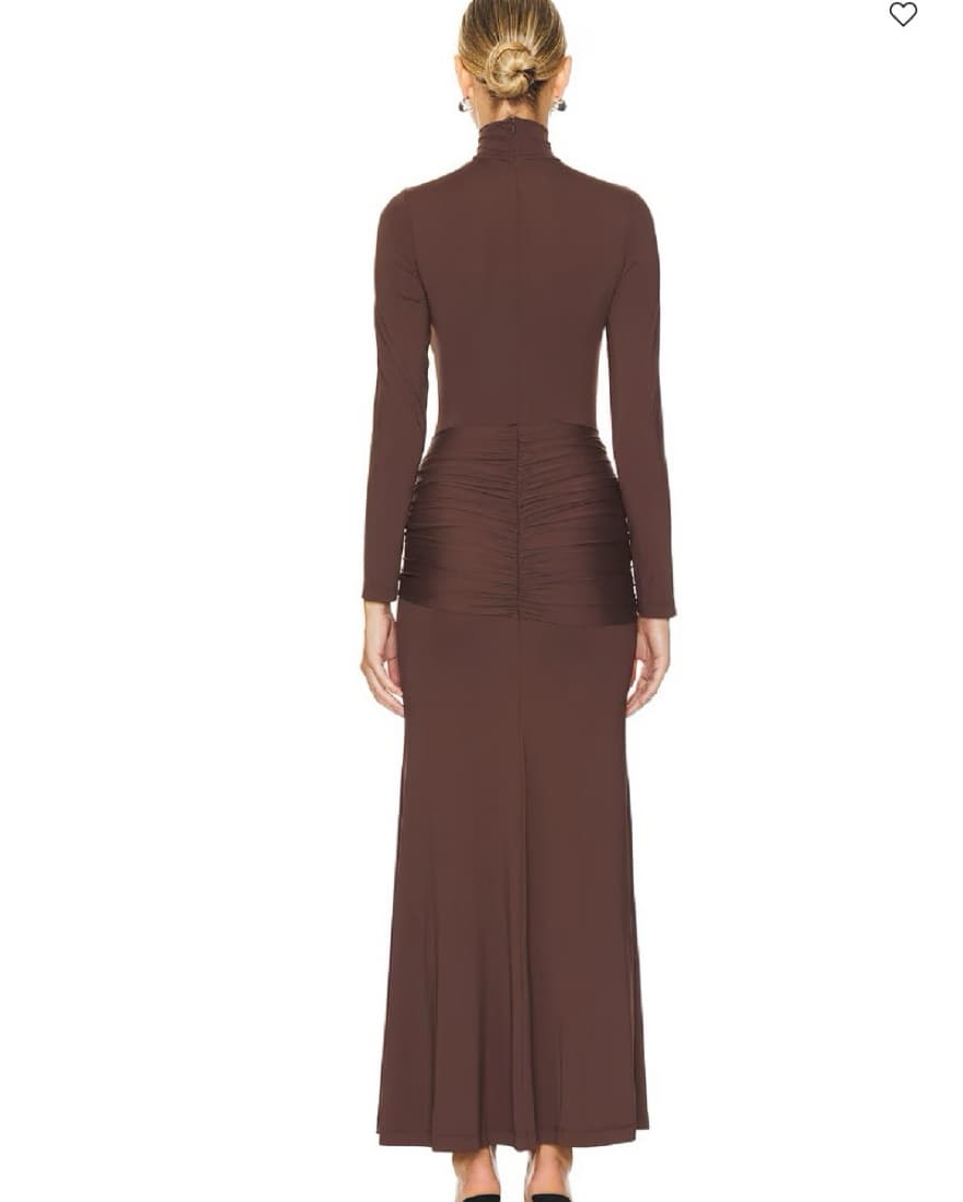 Tie Wrap Turtleneck Dress Brown  - Image 3