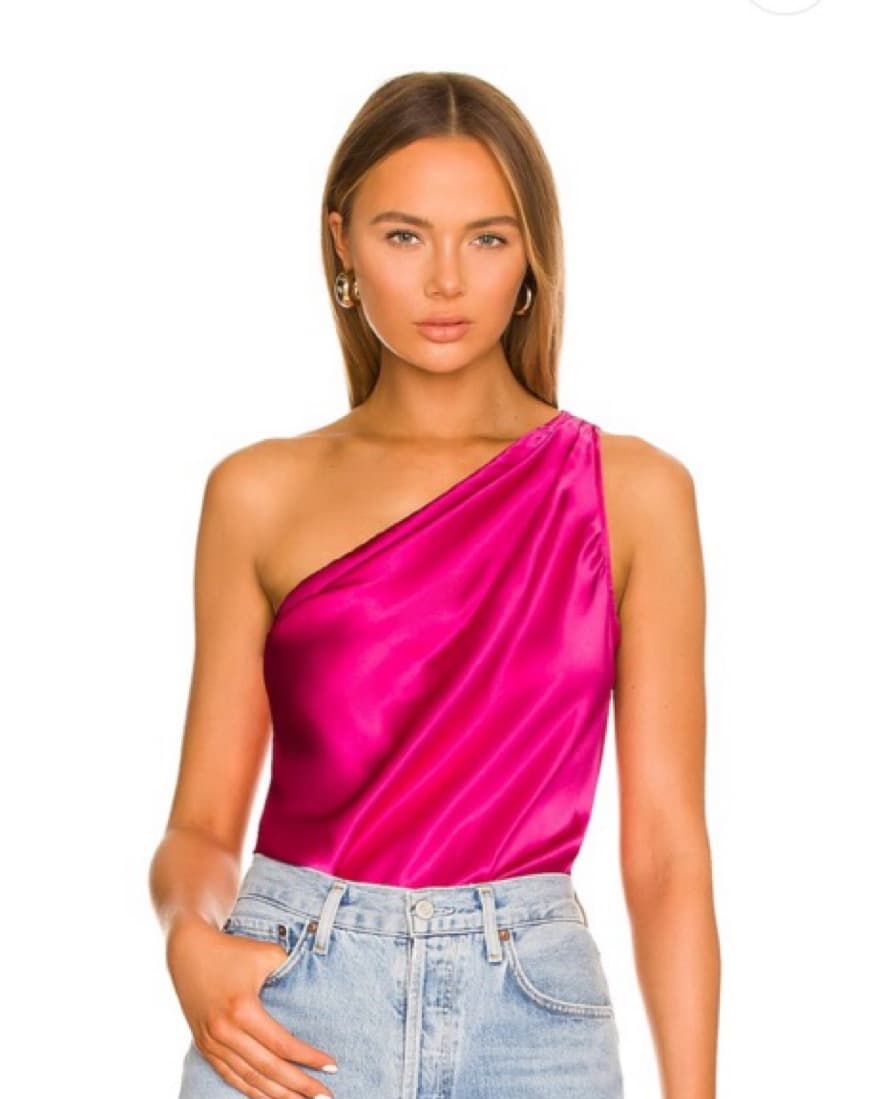 Cami Pink Silk Bodysuit - Image 1