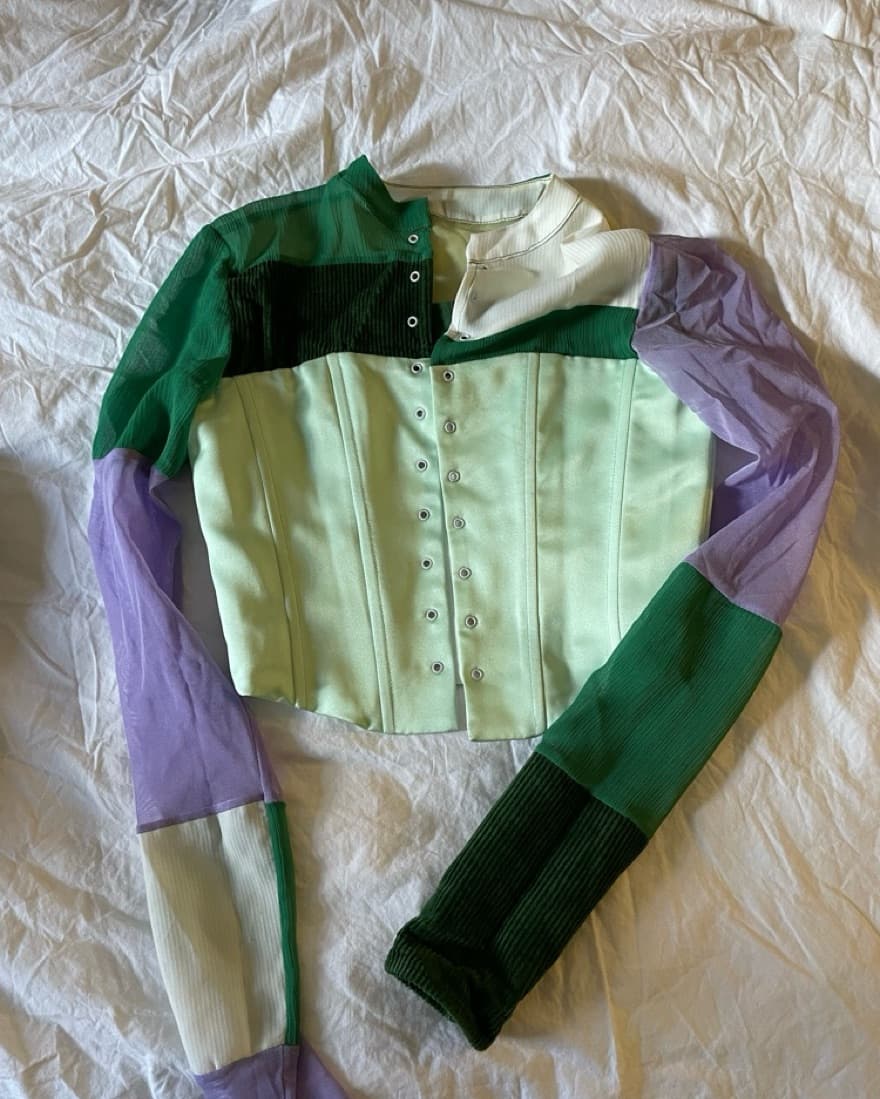 Danielle Guizio Green And Purple Top - Image 3