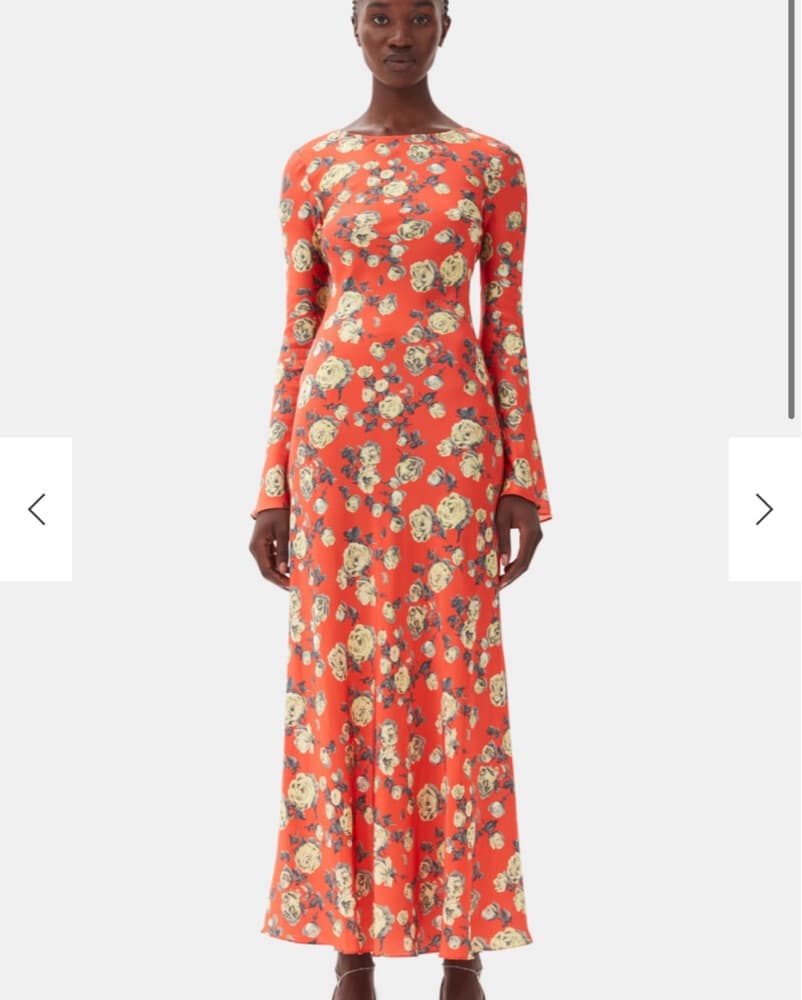 Ganni Floral Printed Satin Maxi Dress  - Image 1