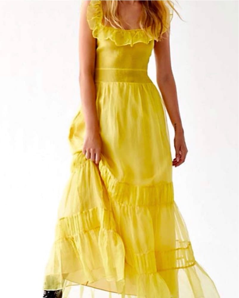 LoveShackFancy Joanne Yellow Silk Dress  - Image 2
