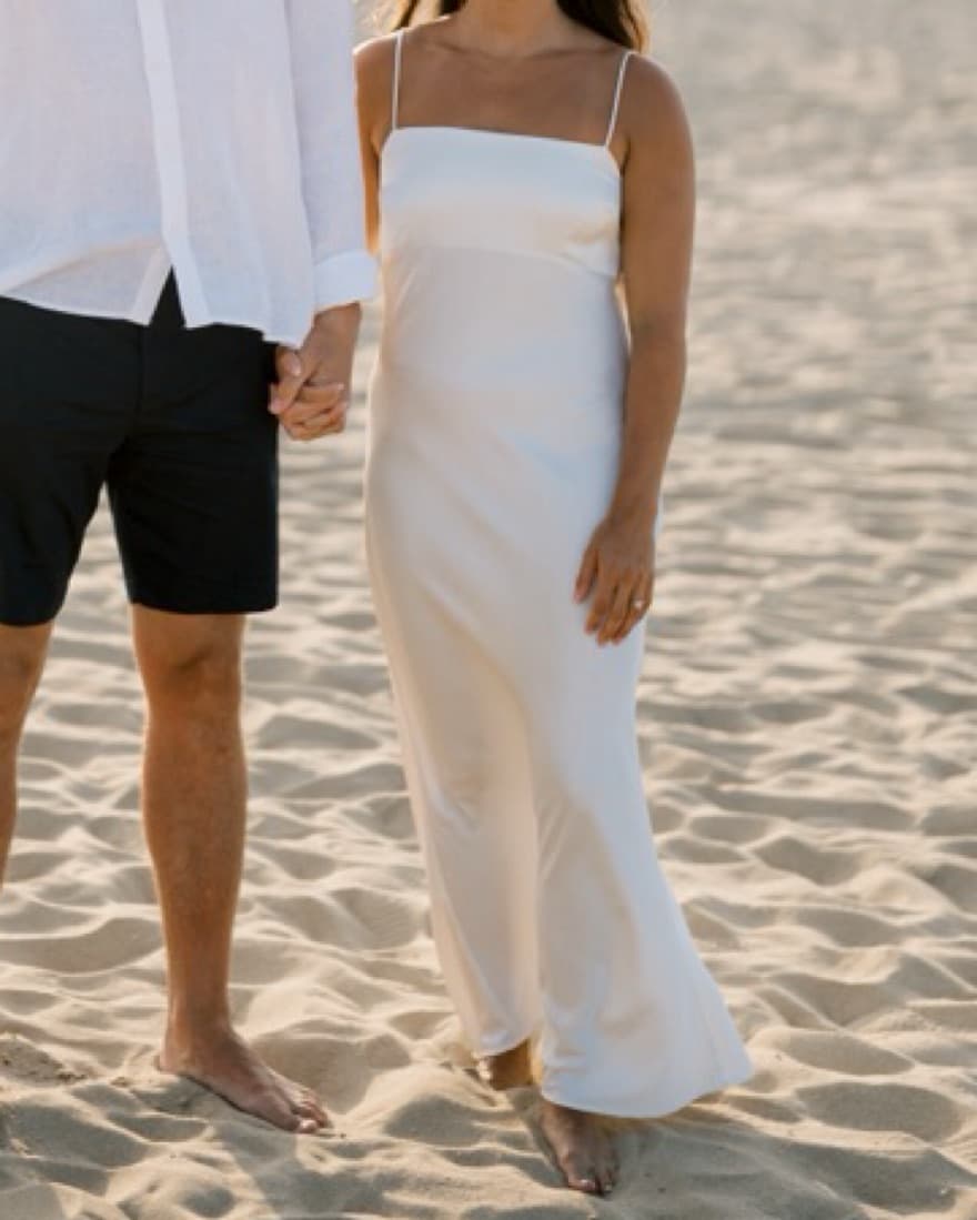 Abercrom WHITE Satin Cowl Back Slip Midi - Image 2