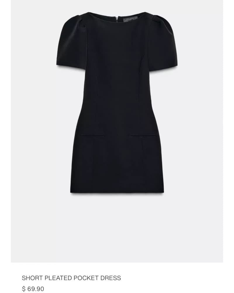 Zara Short Pleated Pocket Black Dress - Image 1
