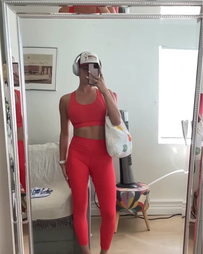Lululemon Red Matching Legging & Bra Set - Image 1