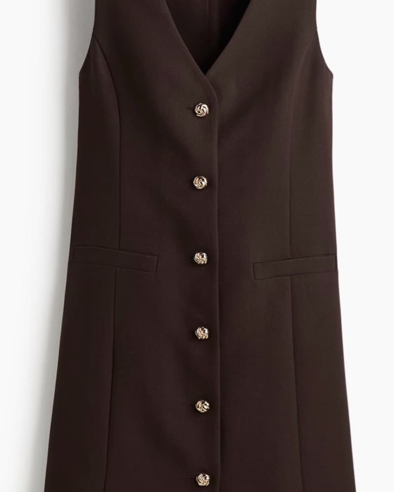 dark brown H&M vest dress with a V-neck  - Image 4