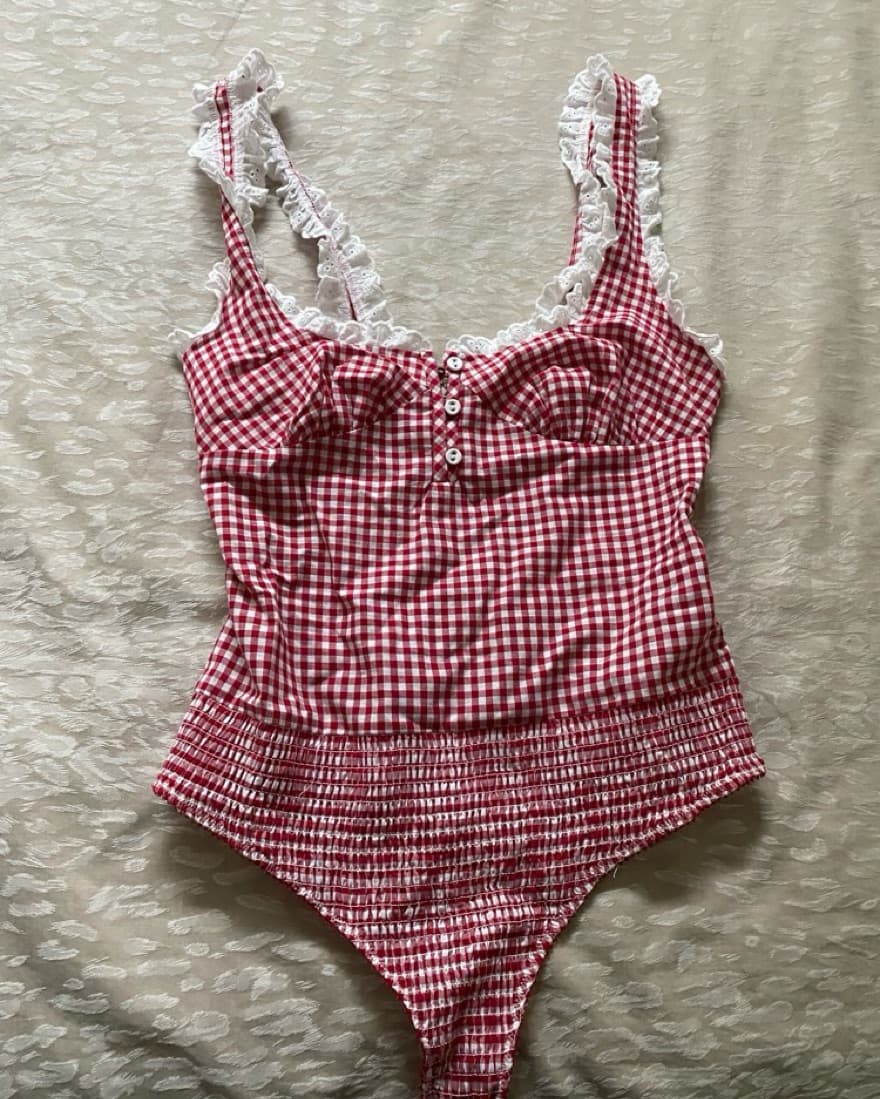 Free People Cassie Gingham Bodysuit - Image 4