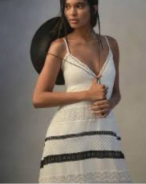 Anthro White Lace Midi Dress - Image 2