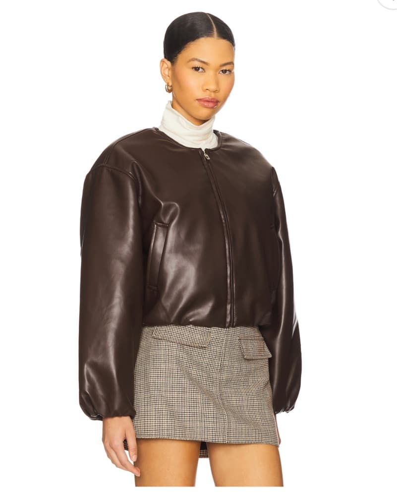 Cropped leather Bomber In Grand Slam - Image 3