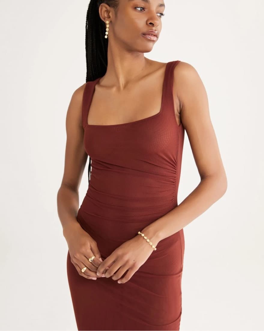 Sheer Brown Maxi Dress - Image 3