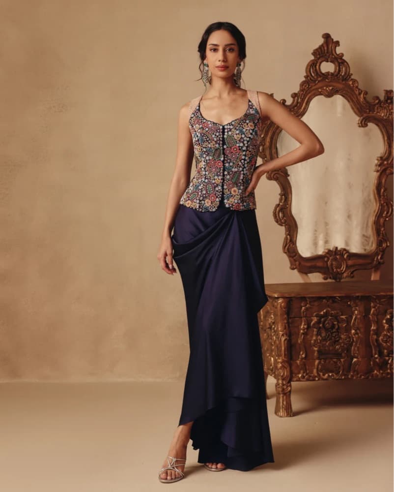 Midnight Drape skirt Set XS-S | Indian wedding - Image 1