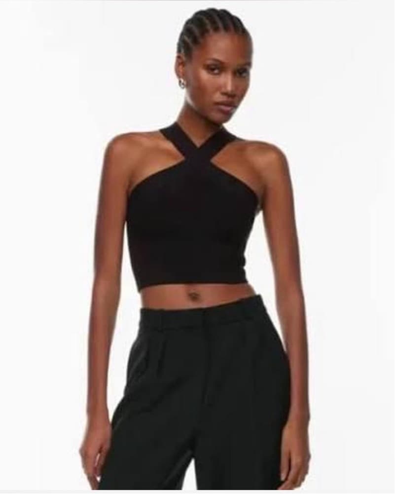 Aritzia Sculpt Knit Criss Cross Crop Top - Image 1