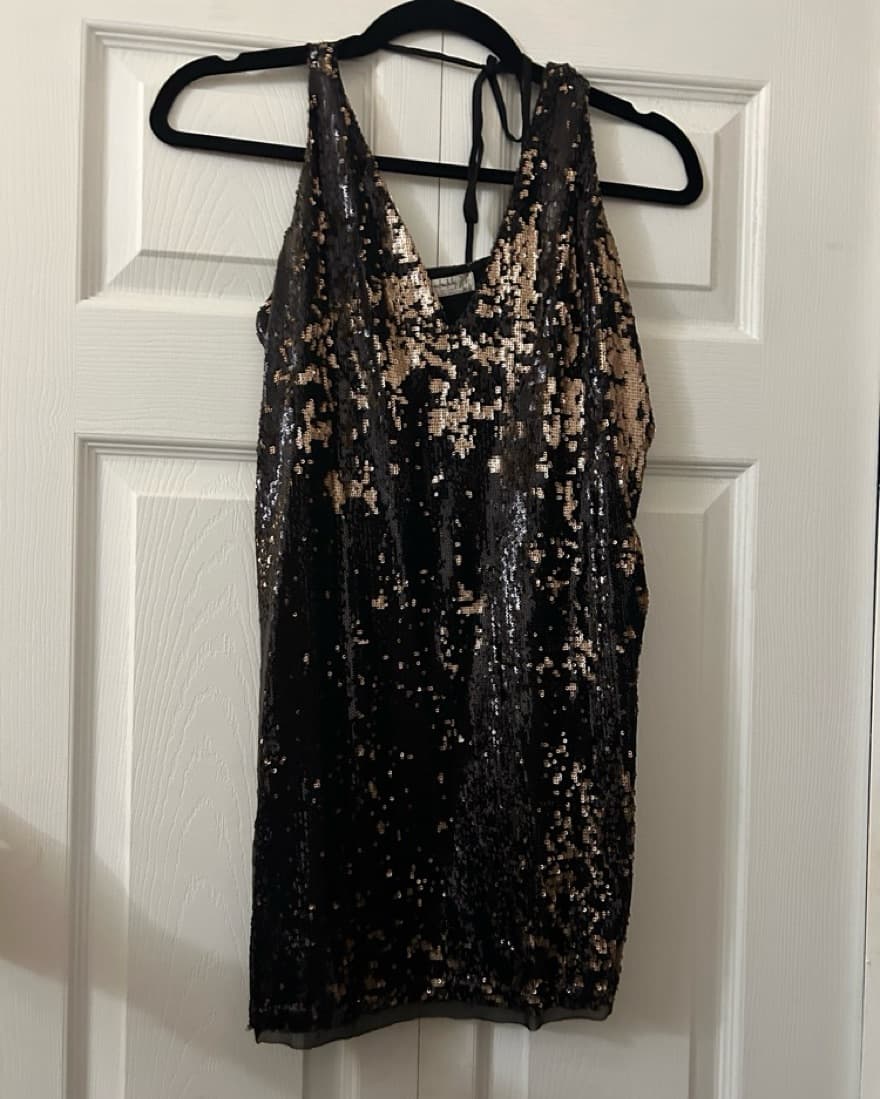 Black/gold Shimmer Mini Dress - Image 2