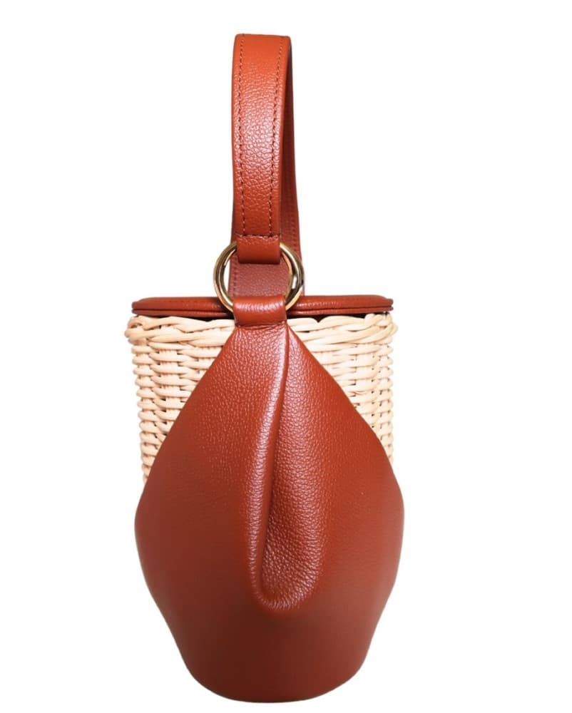 POLENE YKE WICKER LEATHER HANDBAG Brown by Polene | Pickle