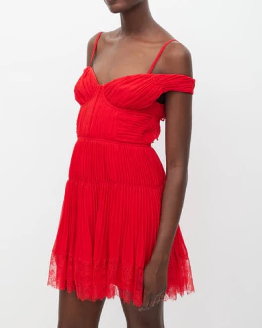 Self Portrait Off Shoulder Pleated Dress - Image 2