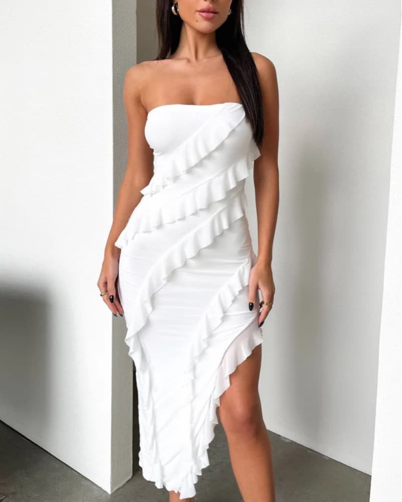 Elegant Ruffle Maxi Dress - Image 1