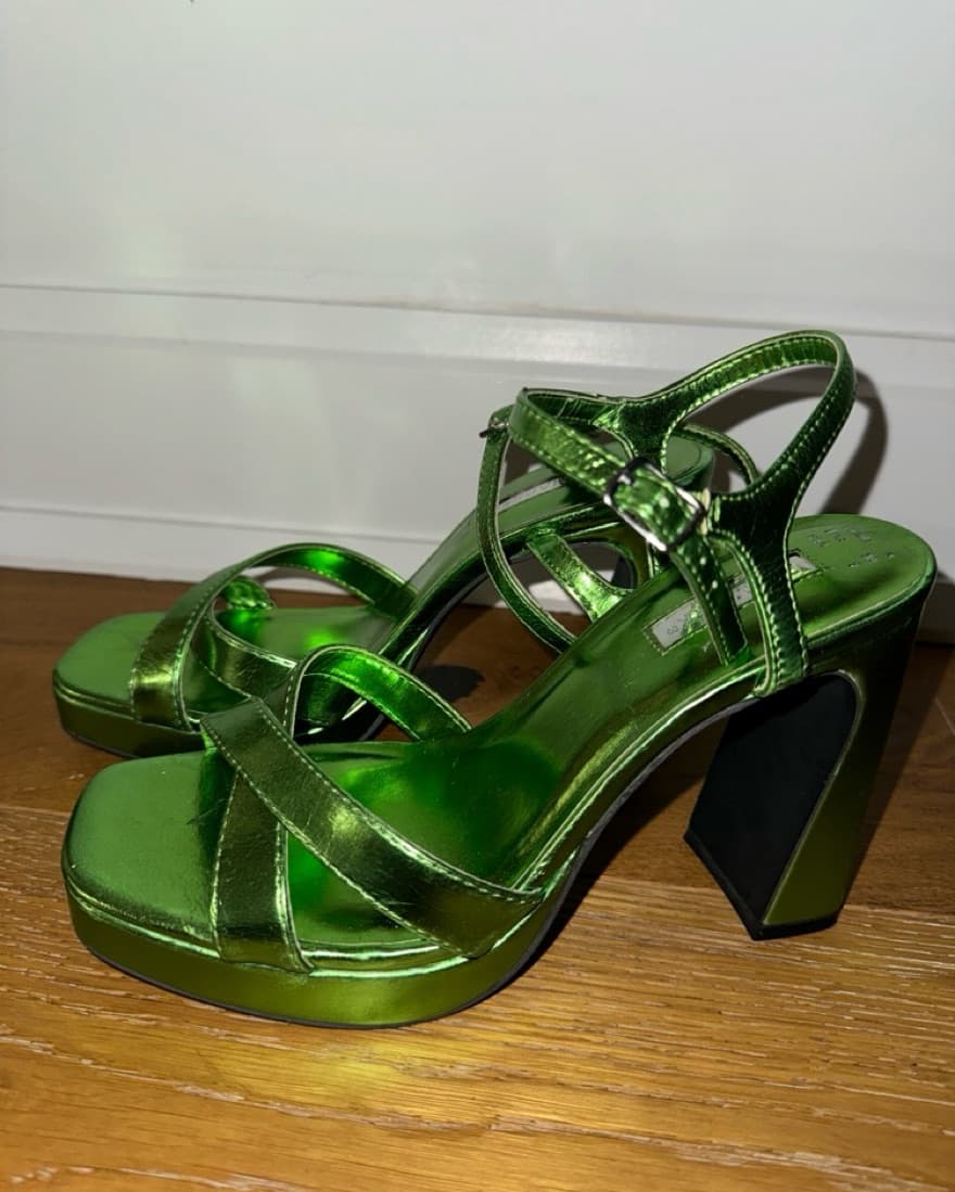 Green Metallic Heels - Image 1