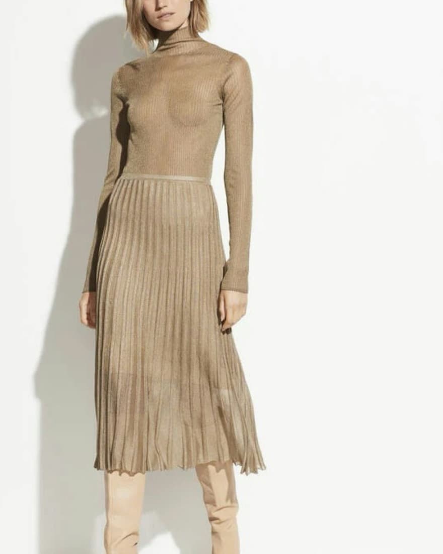 Vince Gold Sheer Metallic Turtleneck - Image 1