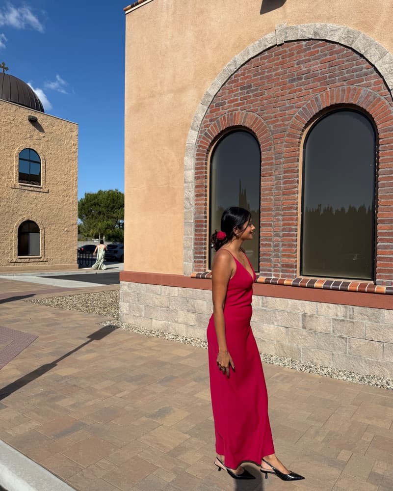 Red Wedding Guest Dress - Image 1