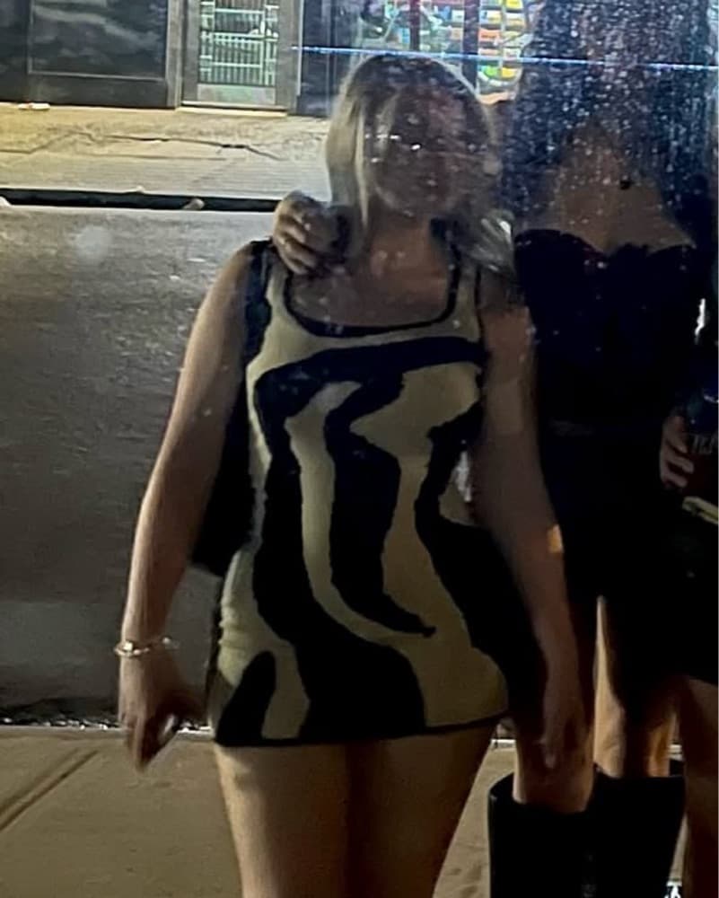 Mikas Black & White Knit Bodycon Dress - Image 3