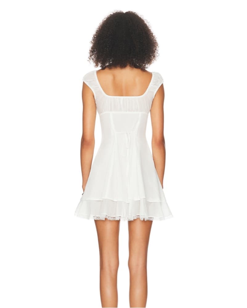 HELSA Voile Faire Mini Dress in Ivory - Image 2