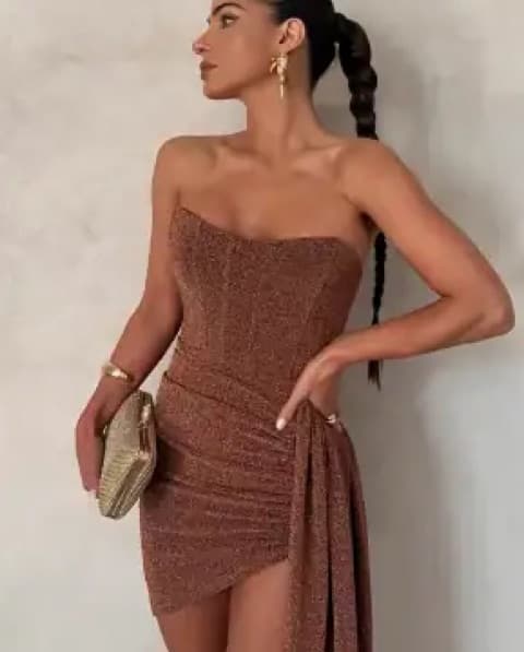 Sold out MELANI Alia Bronze Mini Dress - Image 3