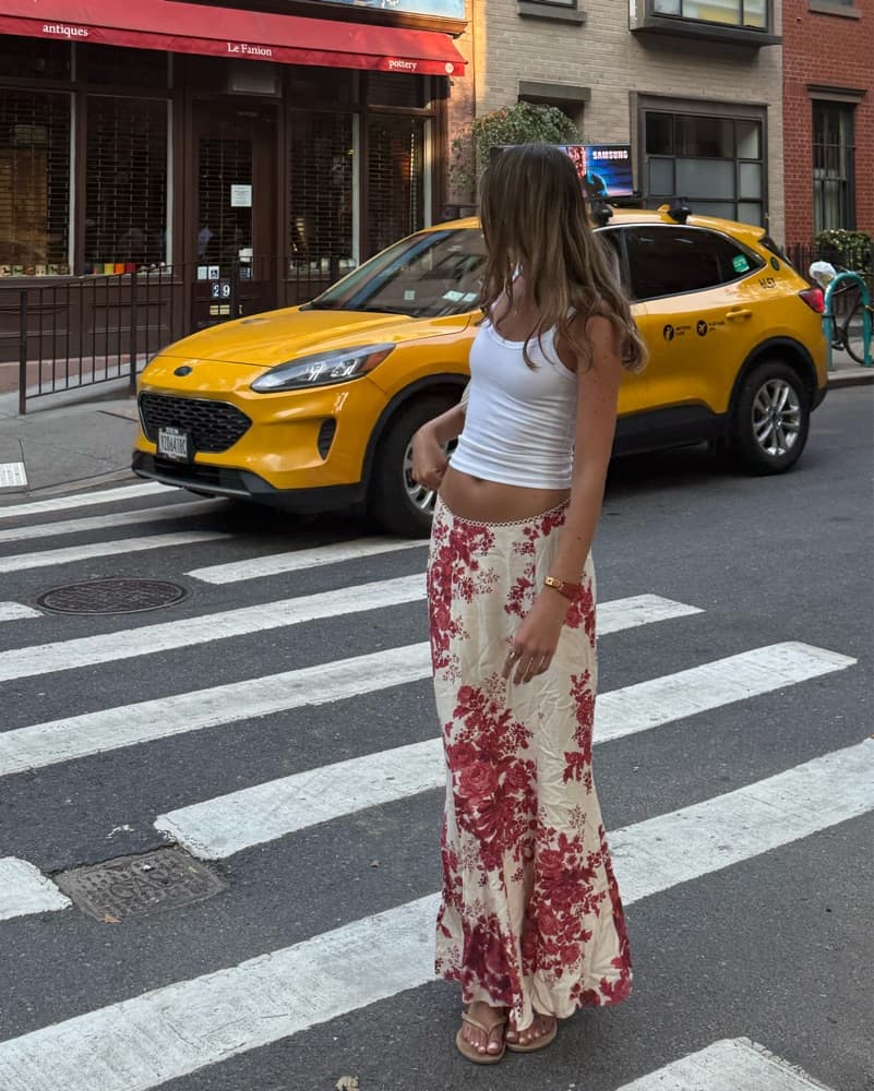 Elegant Floral Low Rise Maxi Skirt - Image 1