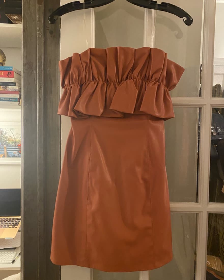 Faux Leather Strapless Dress - Image 1