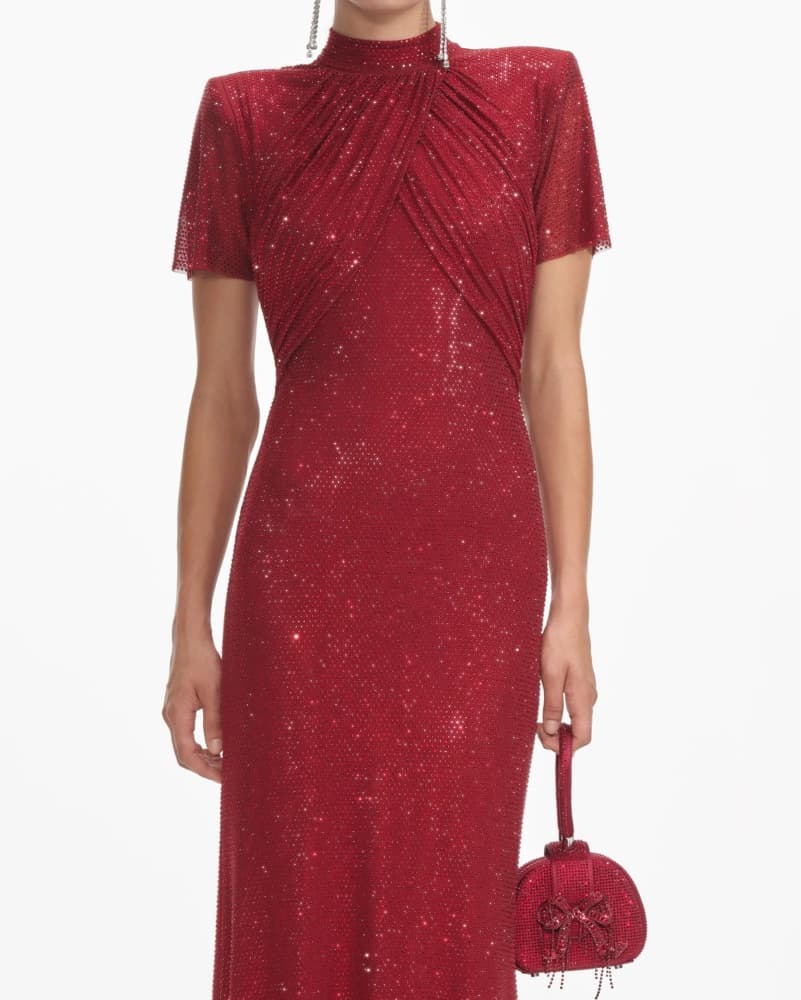 Self Portrait Red Diamante Dress - Image 3