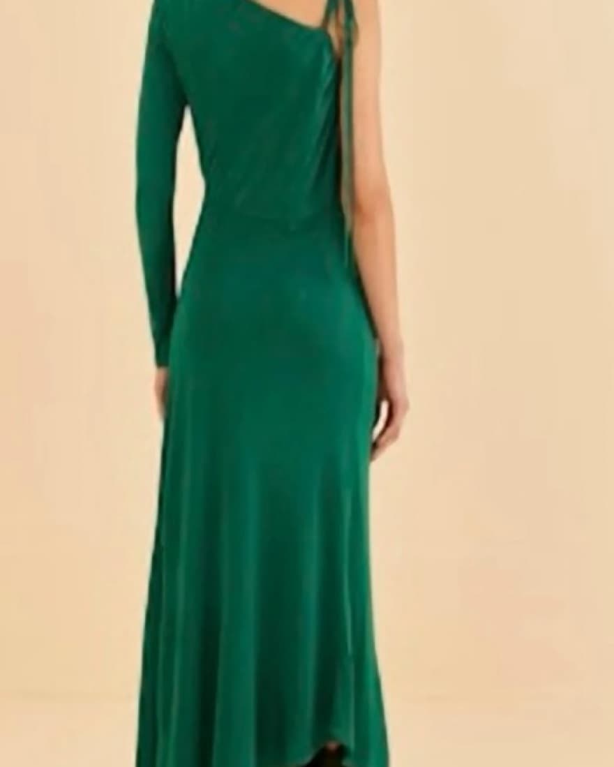 One Shoulder Midi Dress In Emerald - Image 3