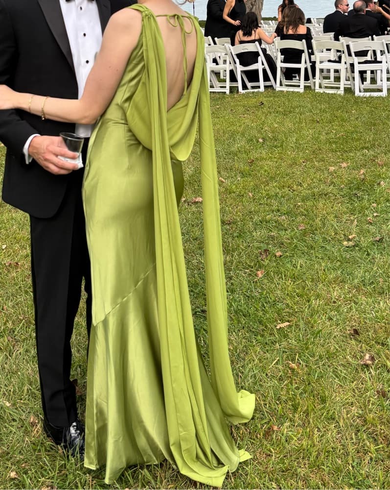 Elegant Lime Green Gown - Image 2