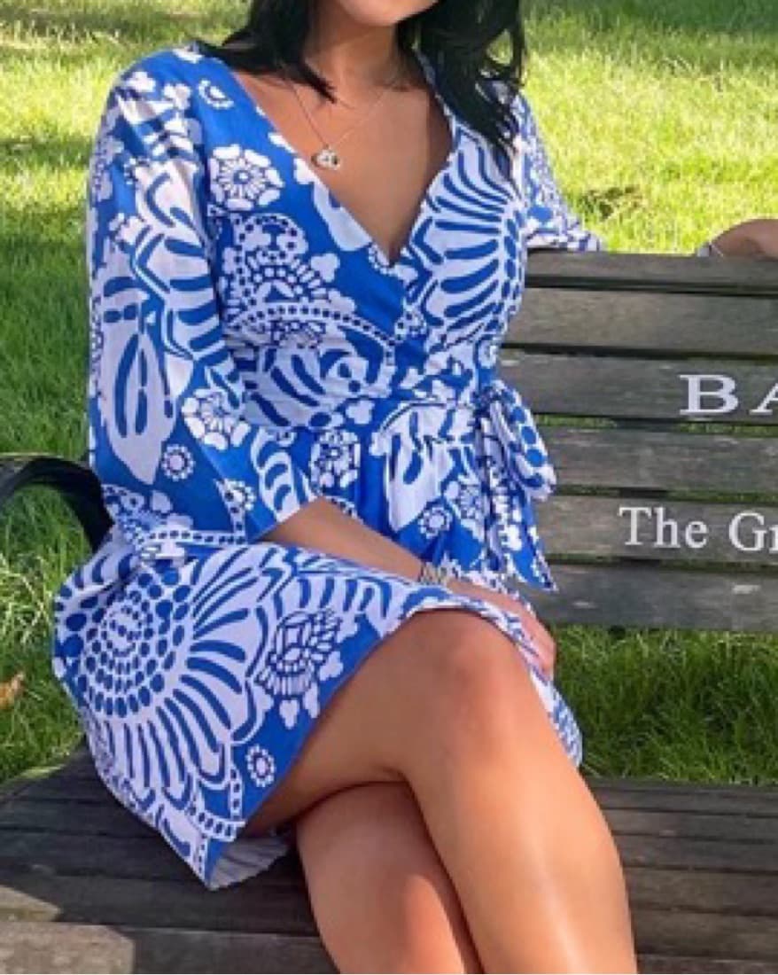 Vibrant Floral Wrap Dress - Image 2
