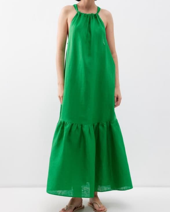 Vibrant Green Halter Maxi Dress - Image 1