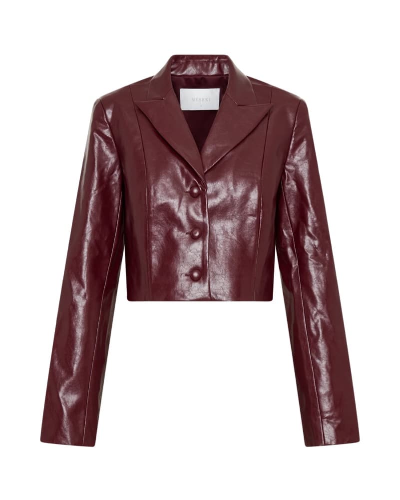 Sleek Burgundy Leather Jacket - Image 1