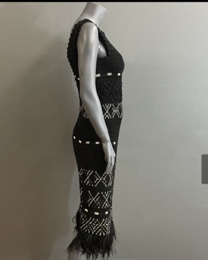 Oscar de La Renta Crochet Feather Dress - Image 2