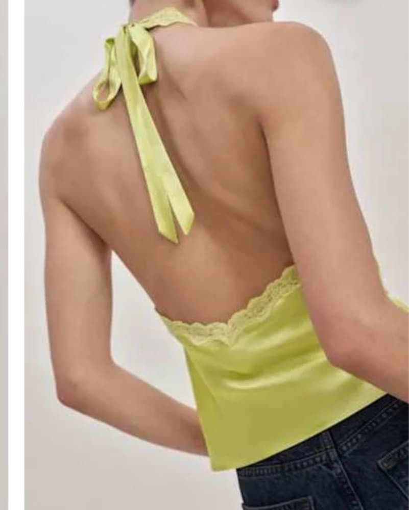 Reformation Lace Tank In Chartreuse  - Image 4