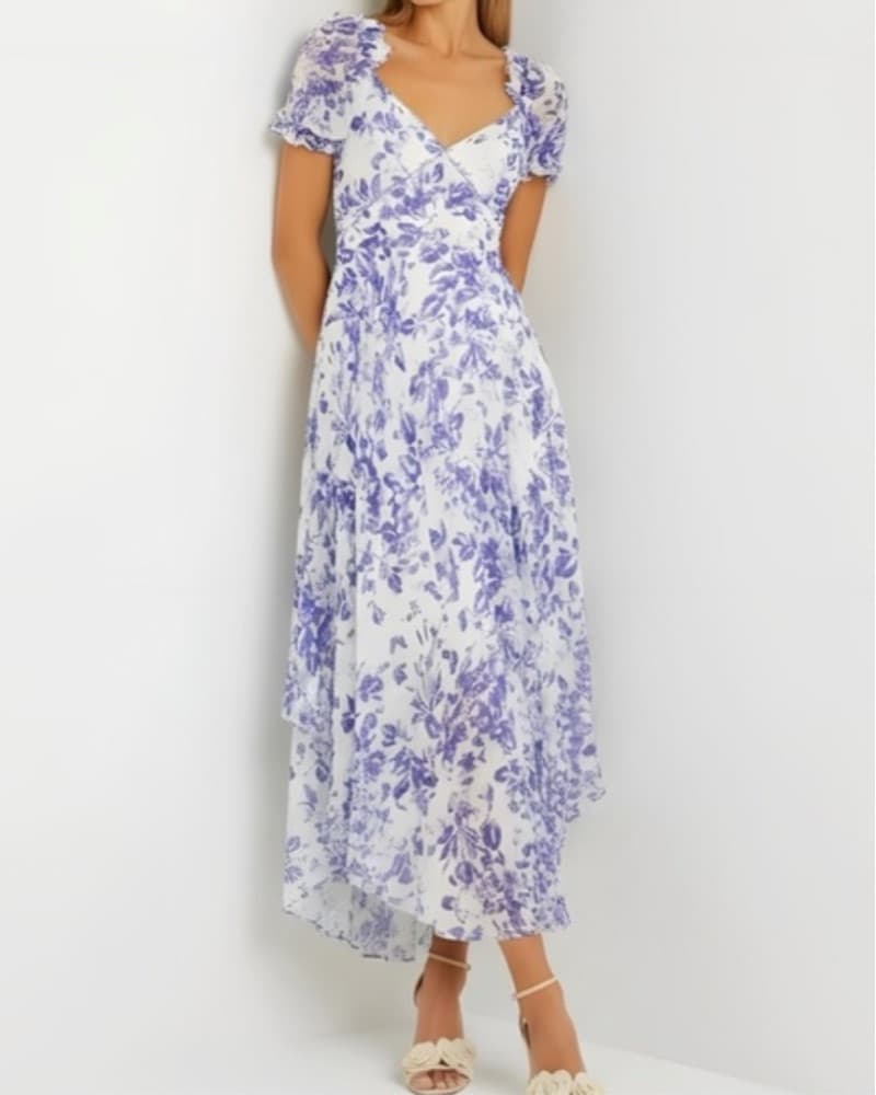 Saulee Blue Floral Dress  - Image 2