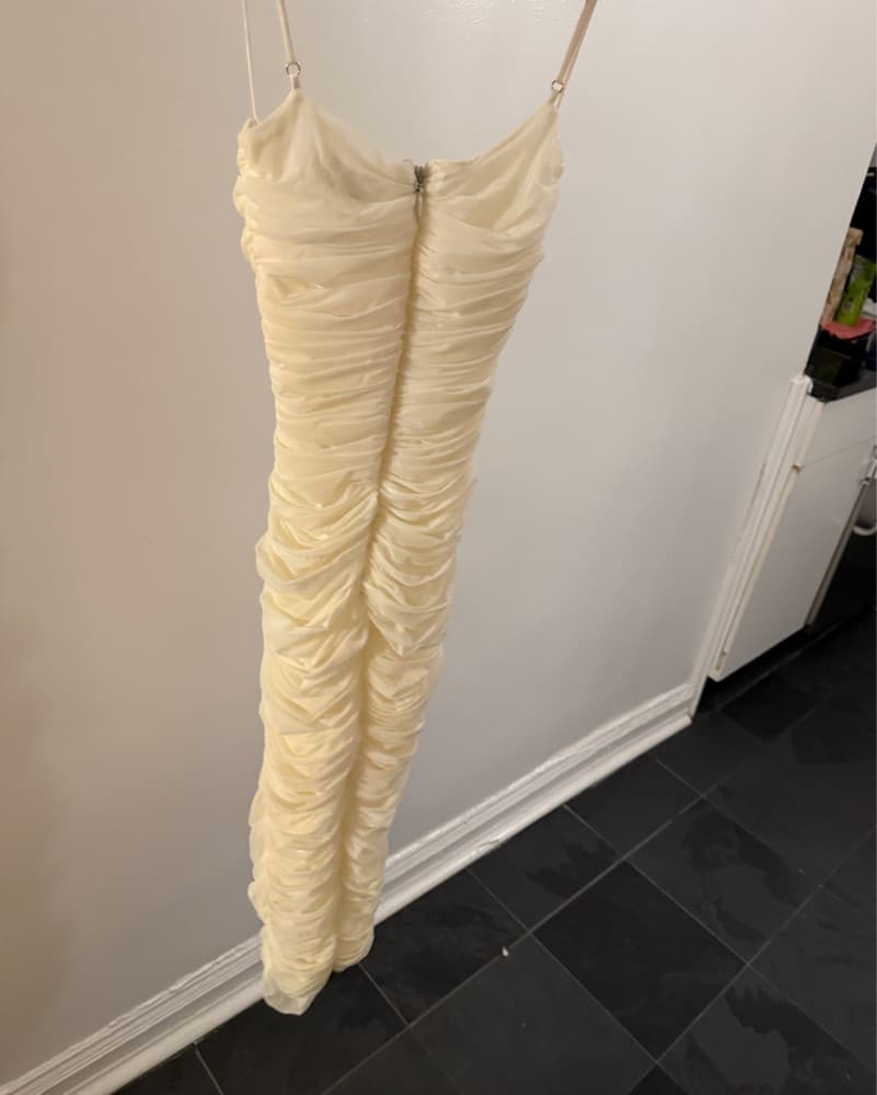 House Of CB Elegant Ivory Ruched Dress - Image 2