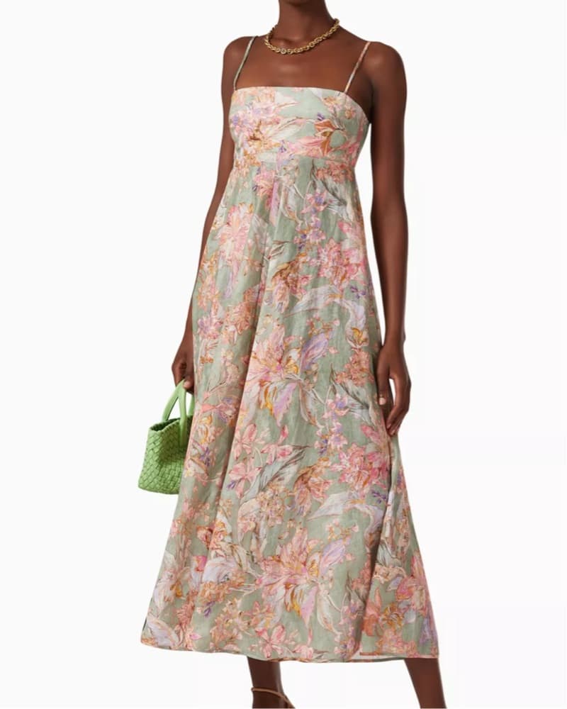 Floral Midi Dress with Spaghetti Straps - Image 2