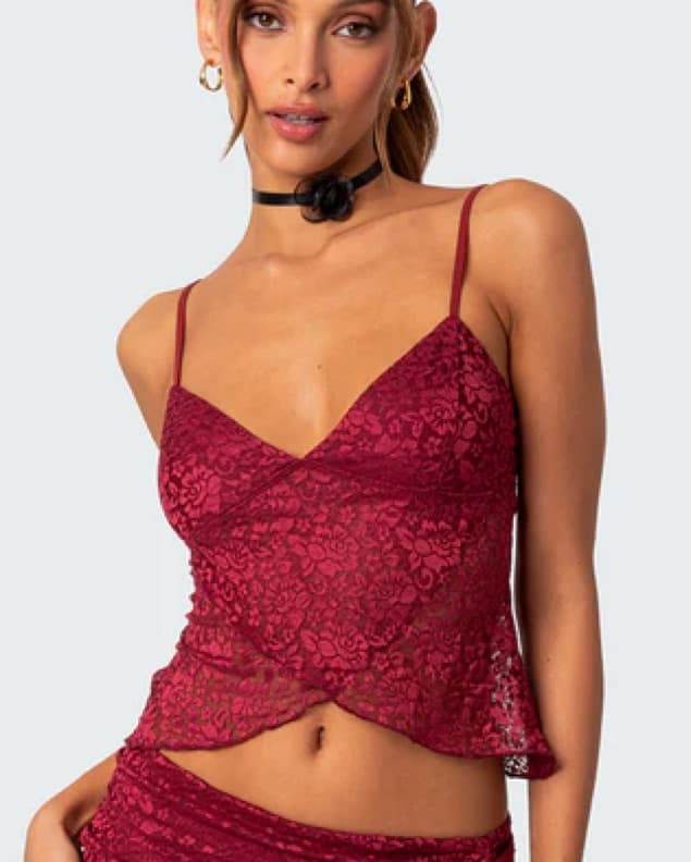 edikted sheer ruby lace top - Image 1