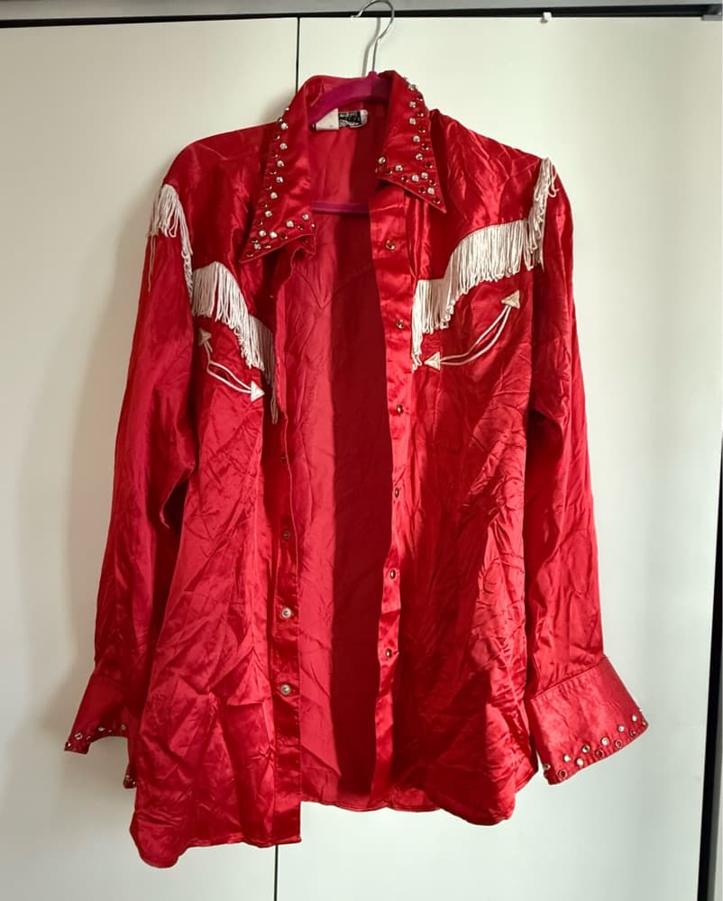 Vintage Red Fringe Cowgirl Jacket - Image 3