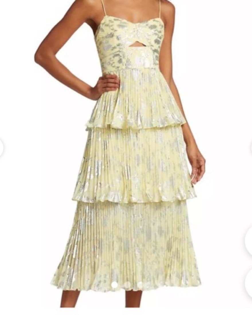 Self Portrait Tiered Yellow Dress - Image 1