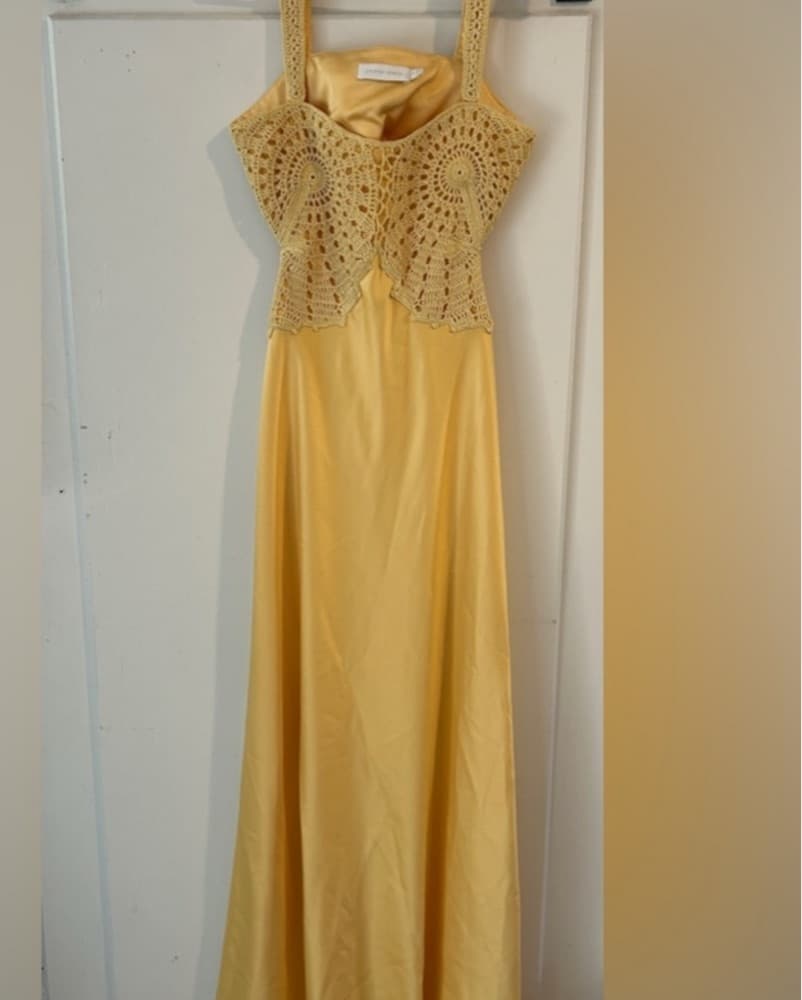 Roberta Crochet-Detailed Silk Midi Dress - Image 3