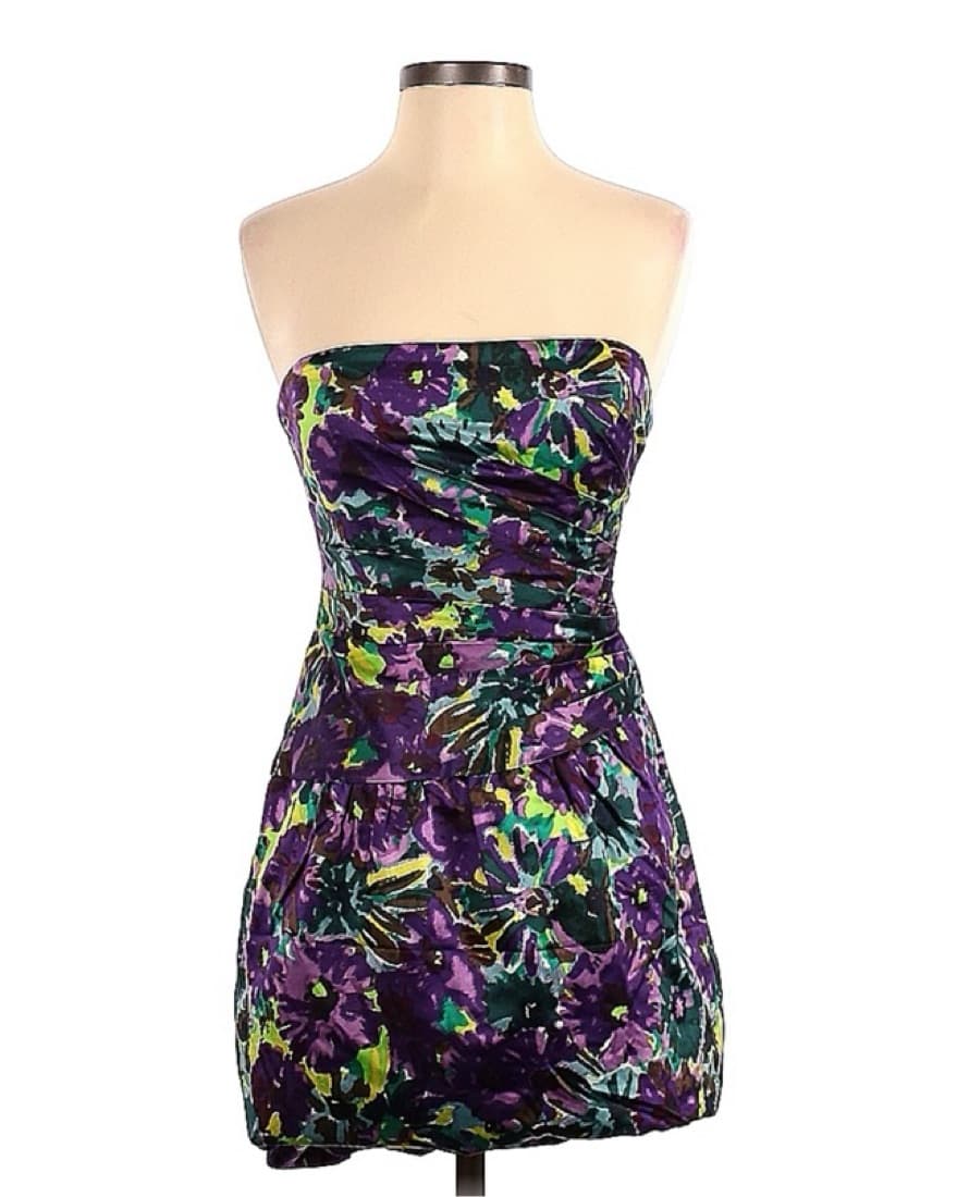 Floral Strapless Dress - Image 1