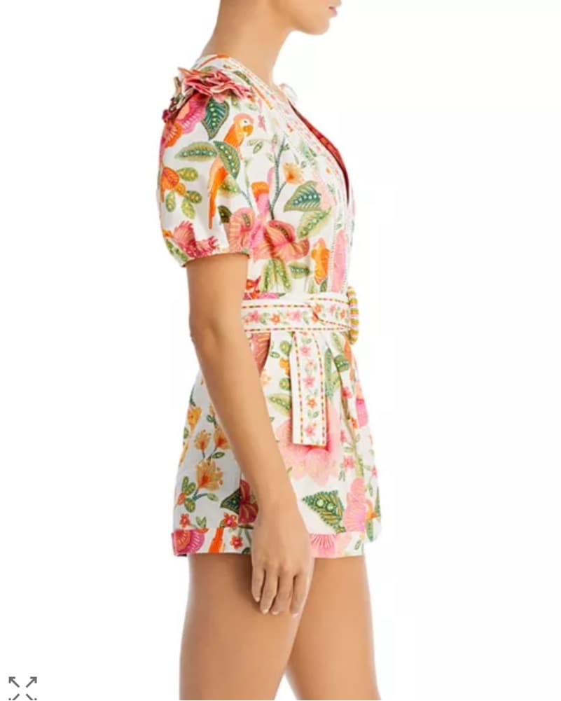 Farm Rio Macaw Bloom Cotton Romper - Image 5