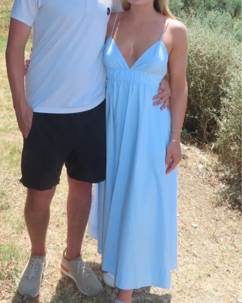 Elegant Light Blue Midi Dress - Image 1