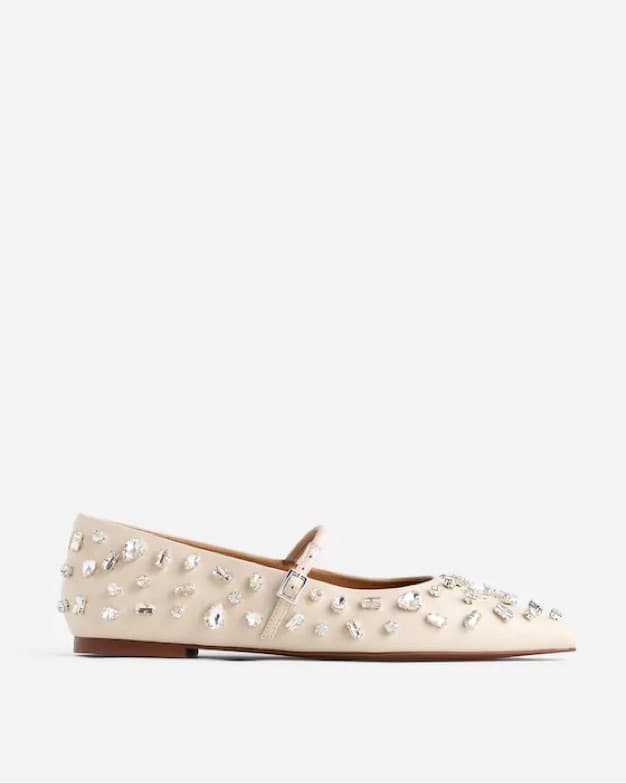 Rhinestone-Embellished Pointed Toe Flats - Image 2
