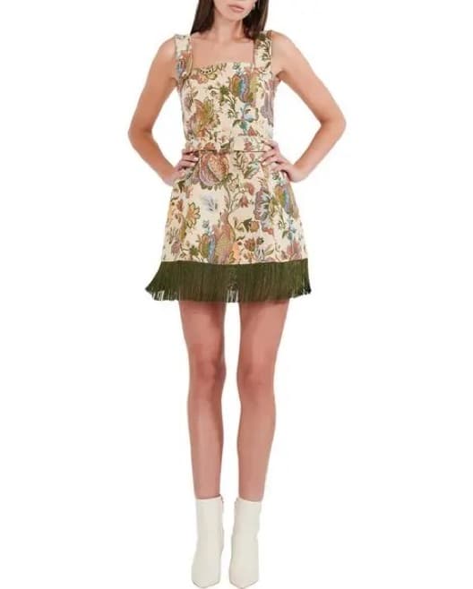 Eddy Fringe Jacquard Sarah Bird Dress - Image 1