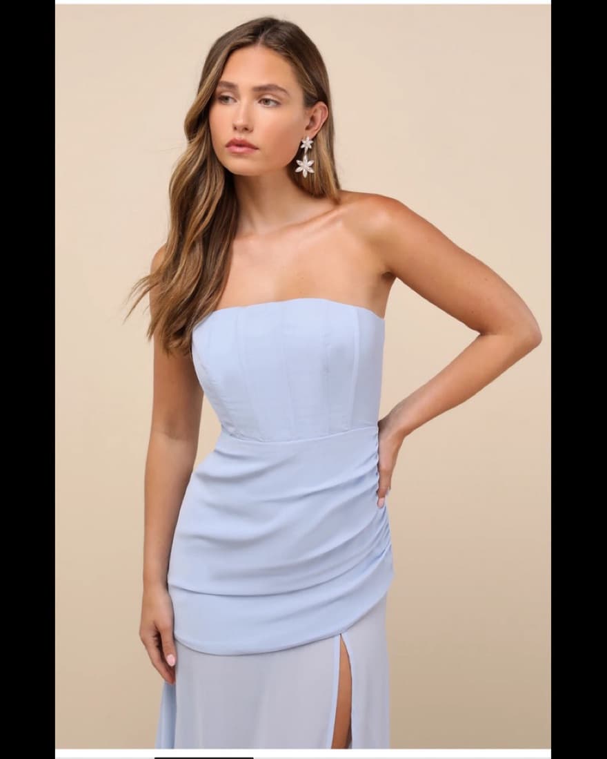 Ulyana Light Blue Strapless Dress - Image 2