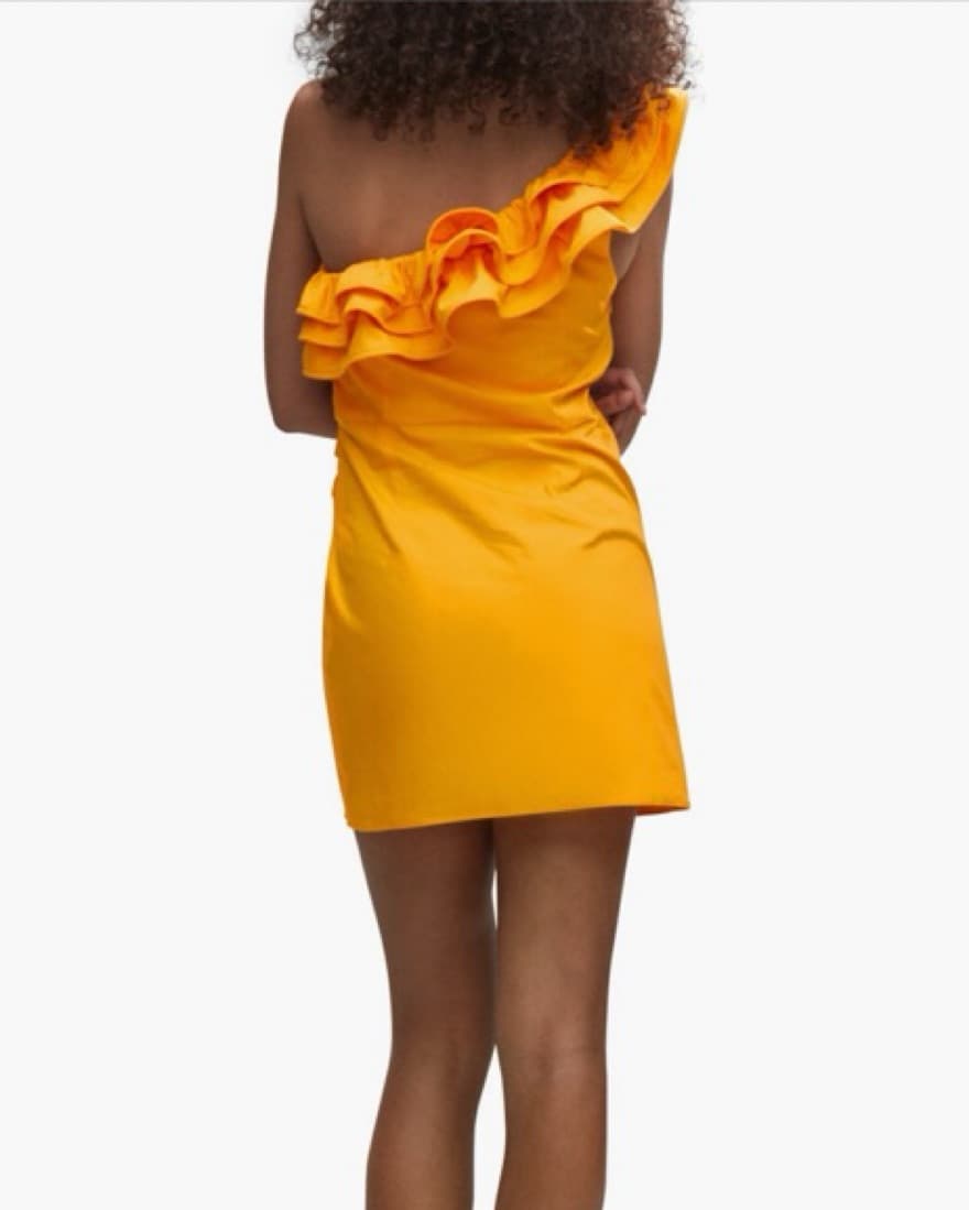 MANGO One-Shoulder Ruffle Mini Dress - Image 2