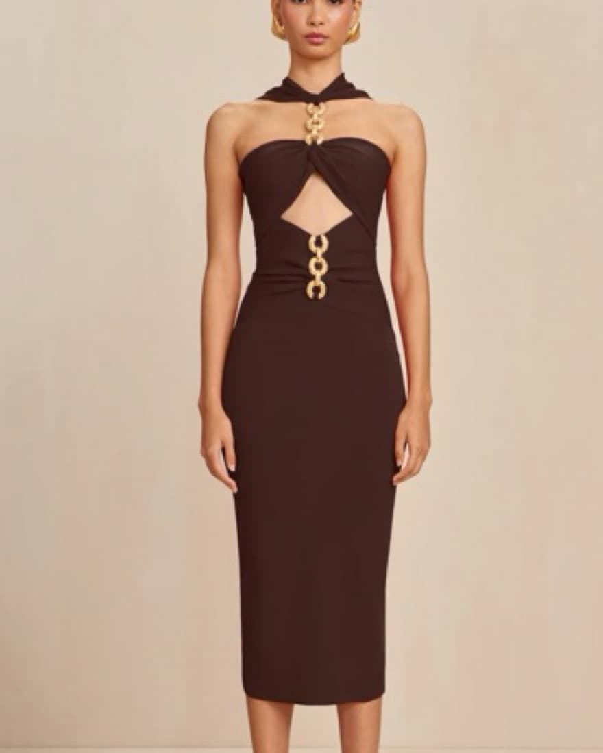 Cult Gaia Brown Cristos Midi Dress - Image 4
